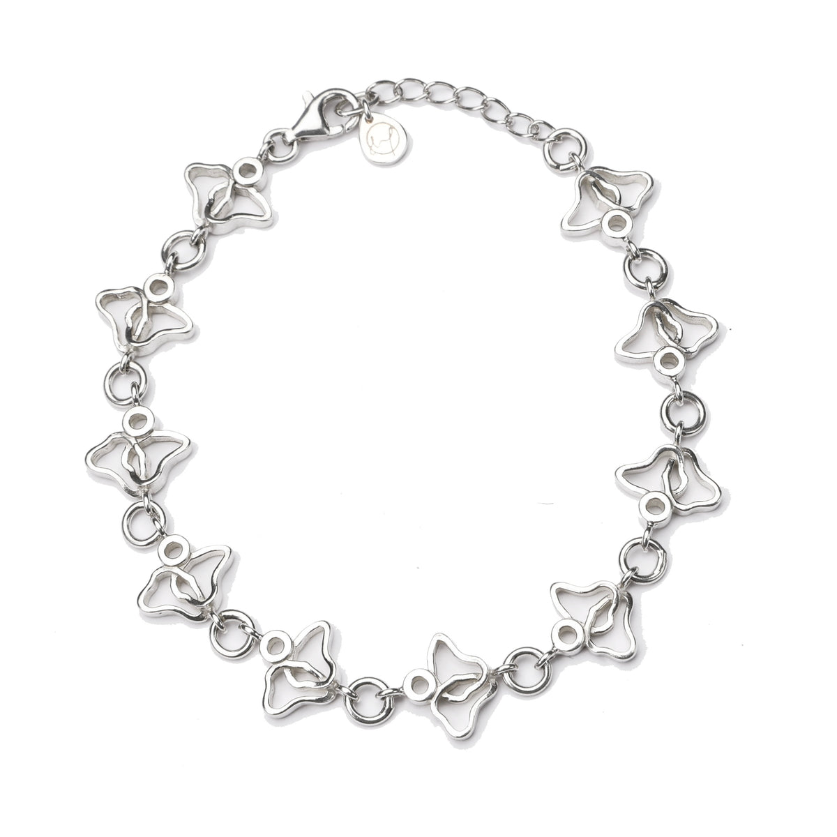 Lilac Chain Bracelet, a sterling silver bracelet of linked openwork lilac flower shapes