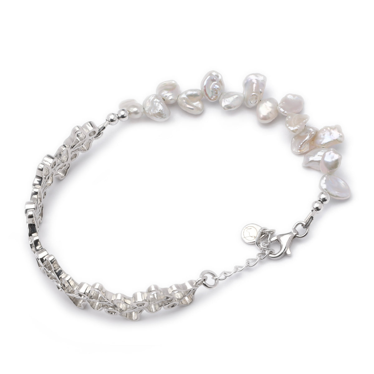 Lilac Full Bloom Bracelet, close detail of the sterling silver lilac flowers