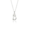Yours Truly Initial Necklace, a sculptural sterling silver letter B pendant on a fine silver chain