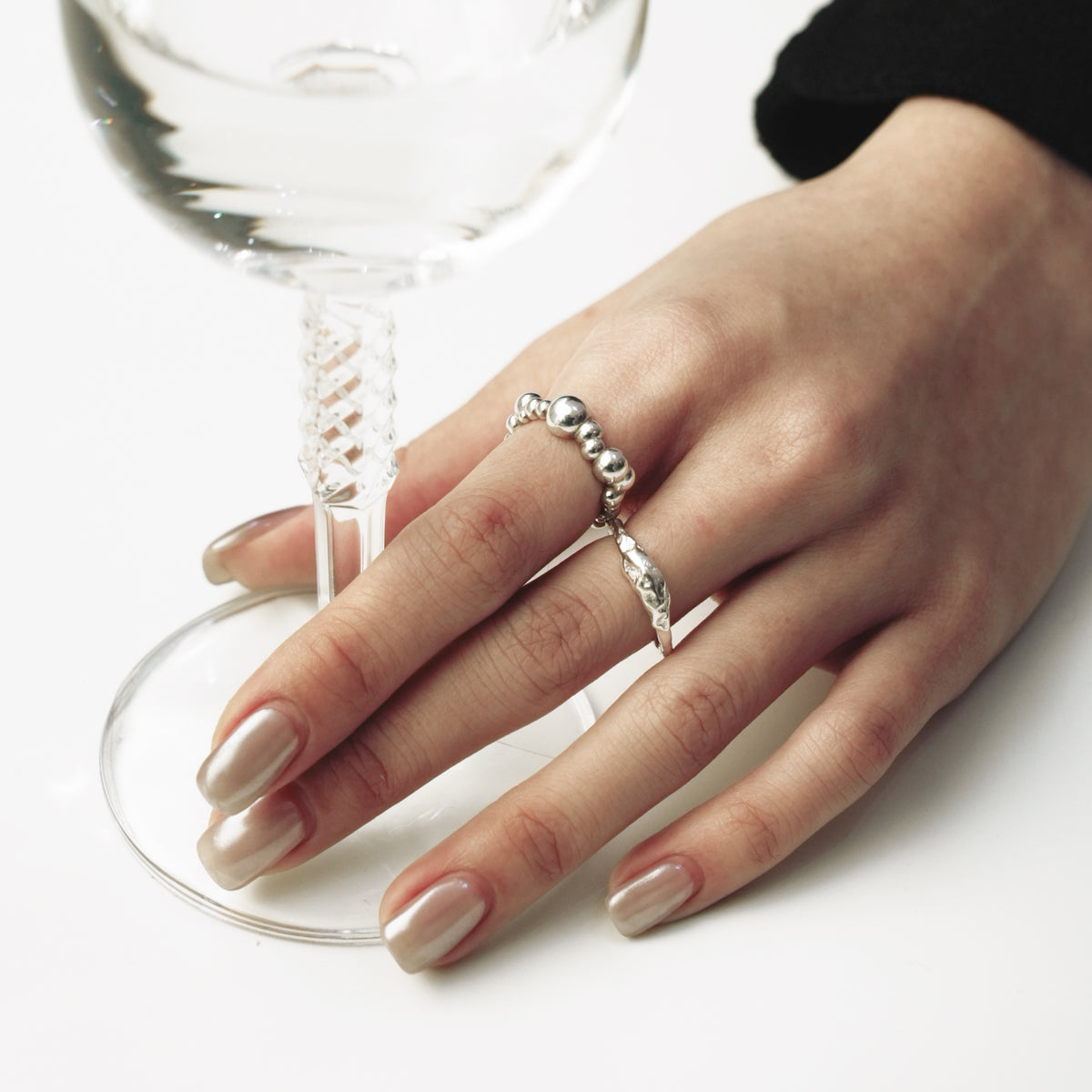 Molten Flow Ring, close detail of the textured sterling silver band