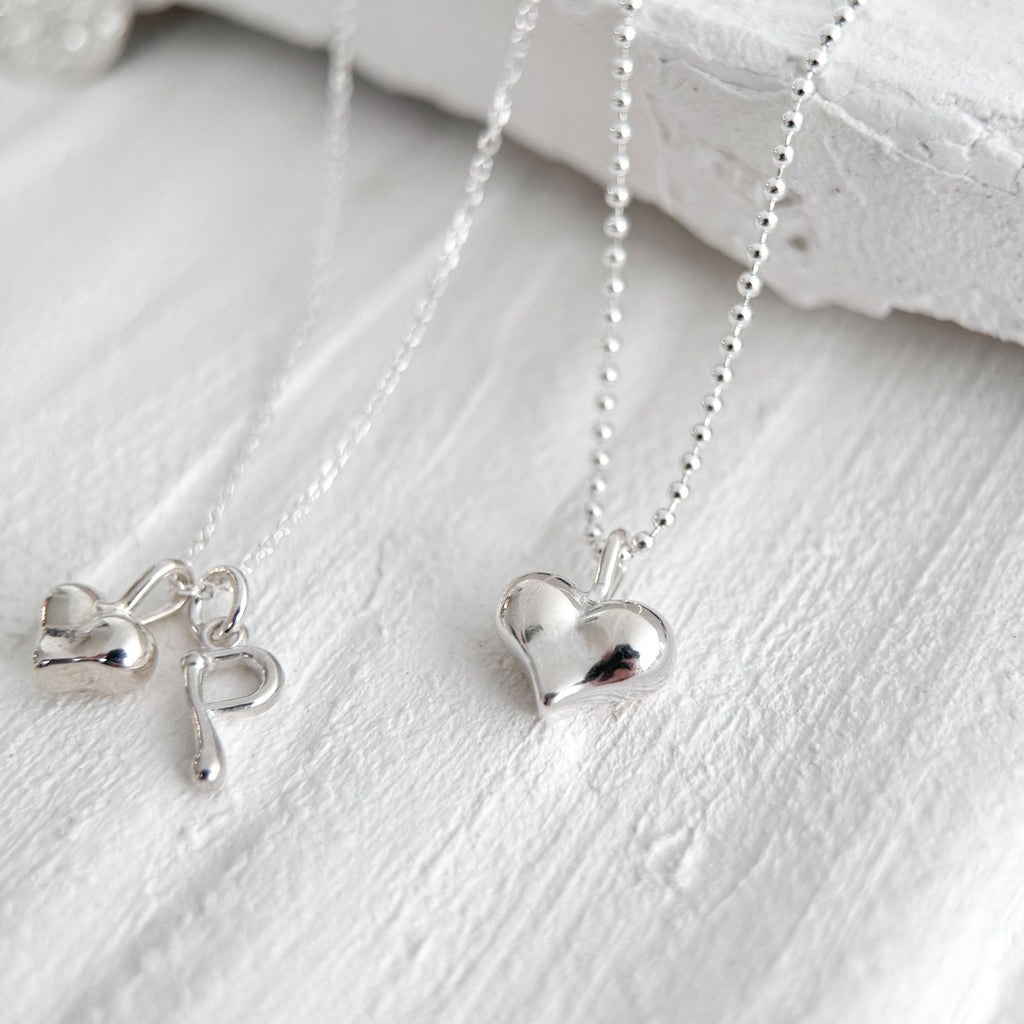Cheeky Big Heart Necklace, sterling silver heart pendant seen from another angle