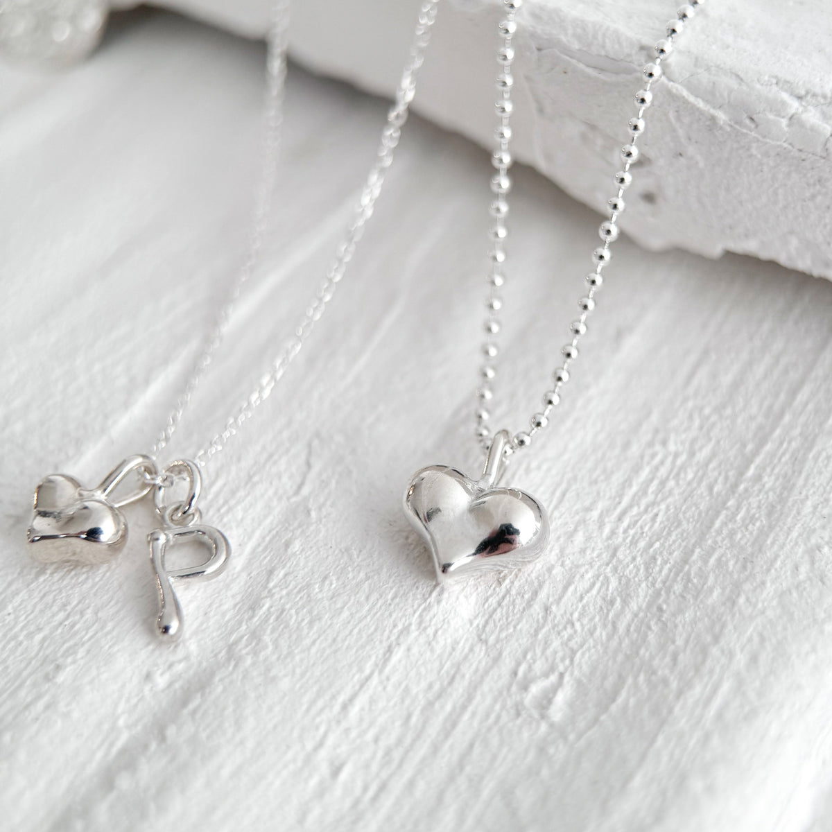 Cheeky Big Heart Necklace, sterling silver heart pendant seen from another angle