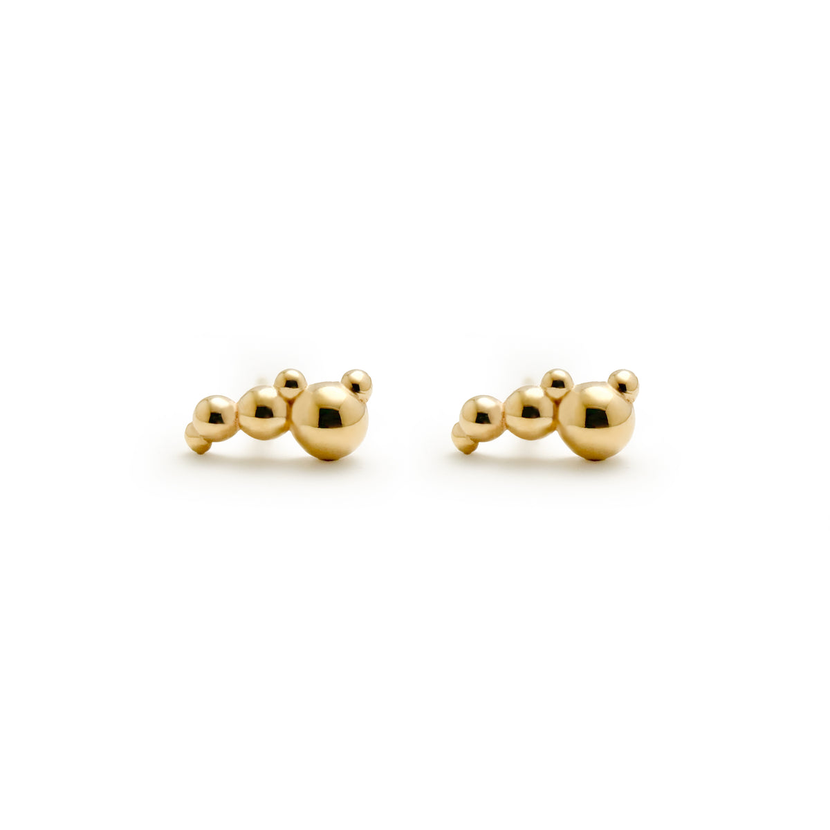 Fizzy Studs in 14k gold, solid gold stud earrings with a cluster of round gold beads