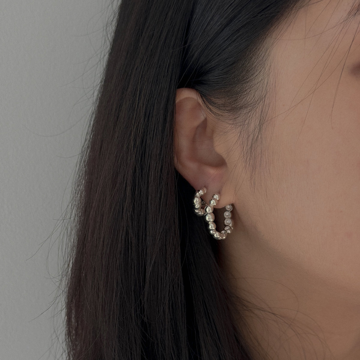 Bubbly Hoop Earrings worn