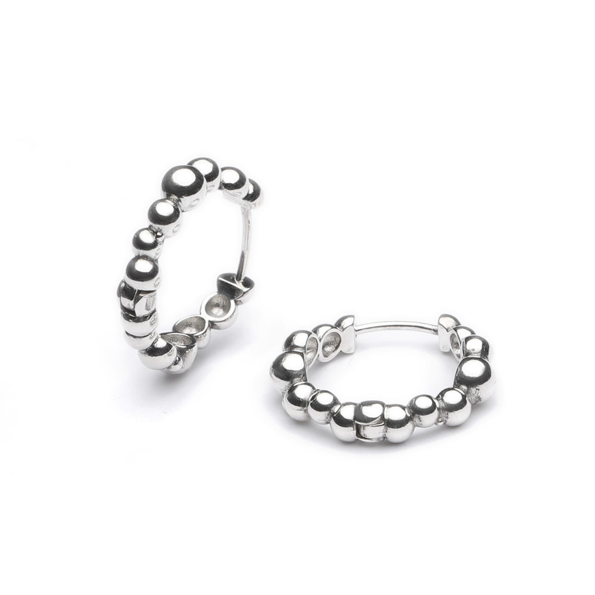 Bubbly Hoop Earrings, chunky sterling silver hoops formed entirely from round silver beads