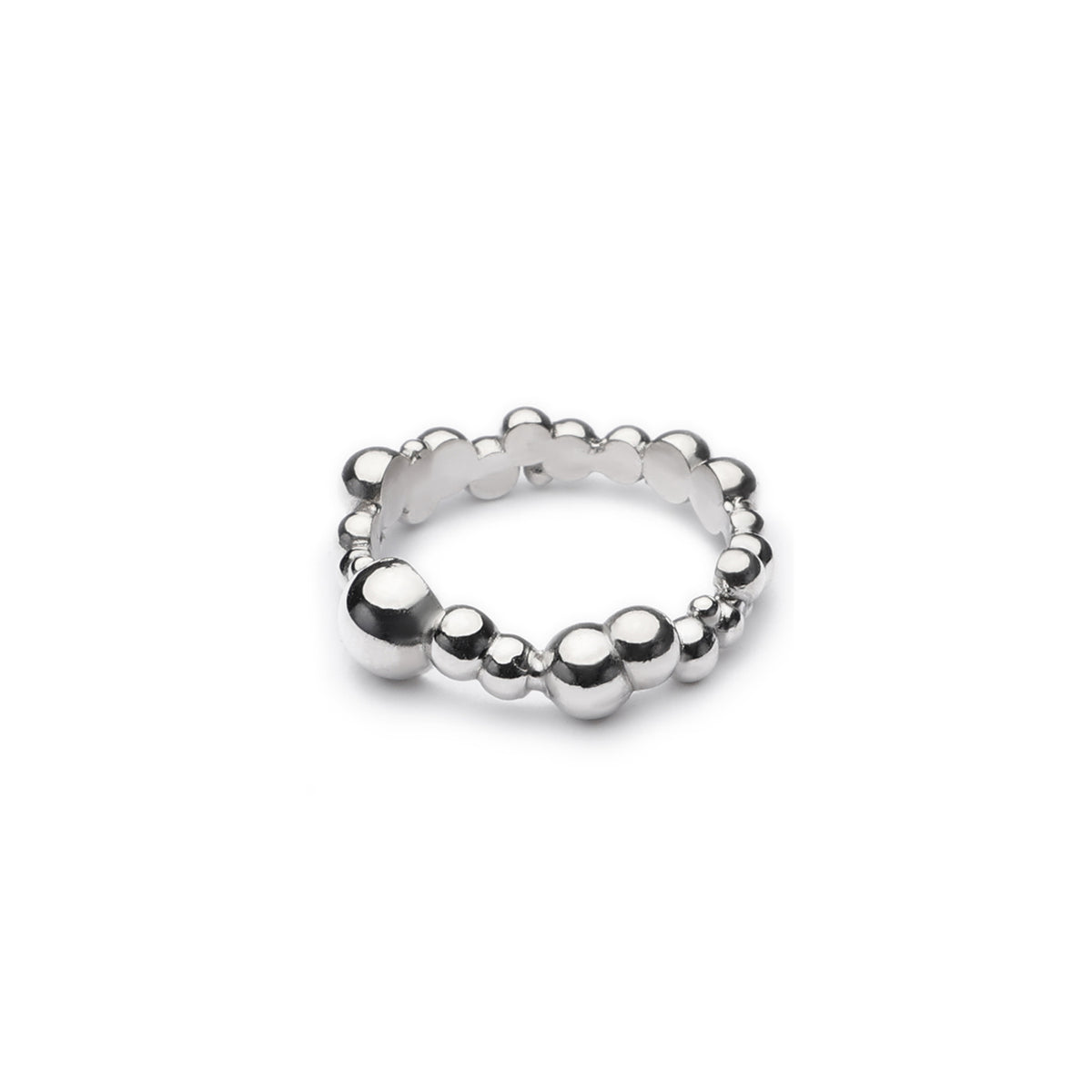 Bubbly Ring, beaded sterling silver band from above