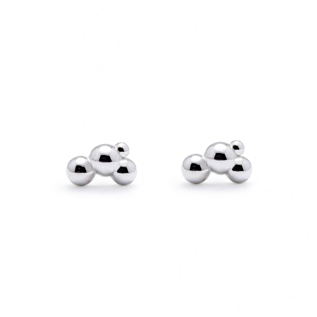 Cloud Studs, sterling silver studs with three round silver beads in a soft cloud shape
