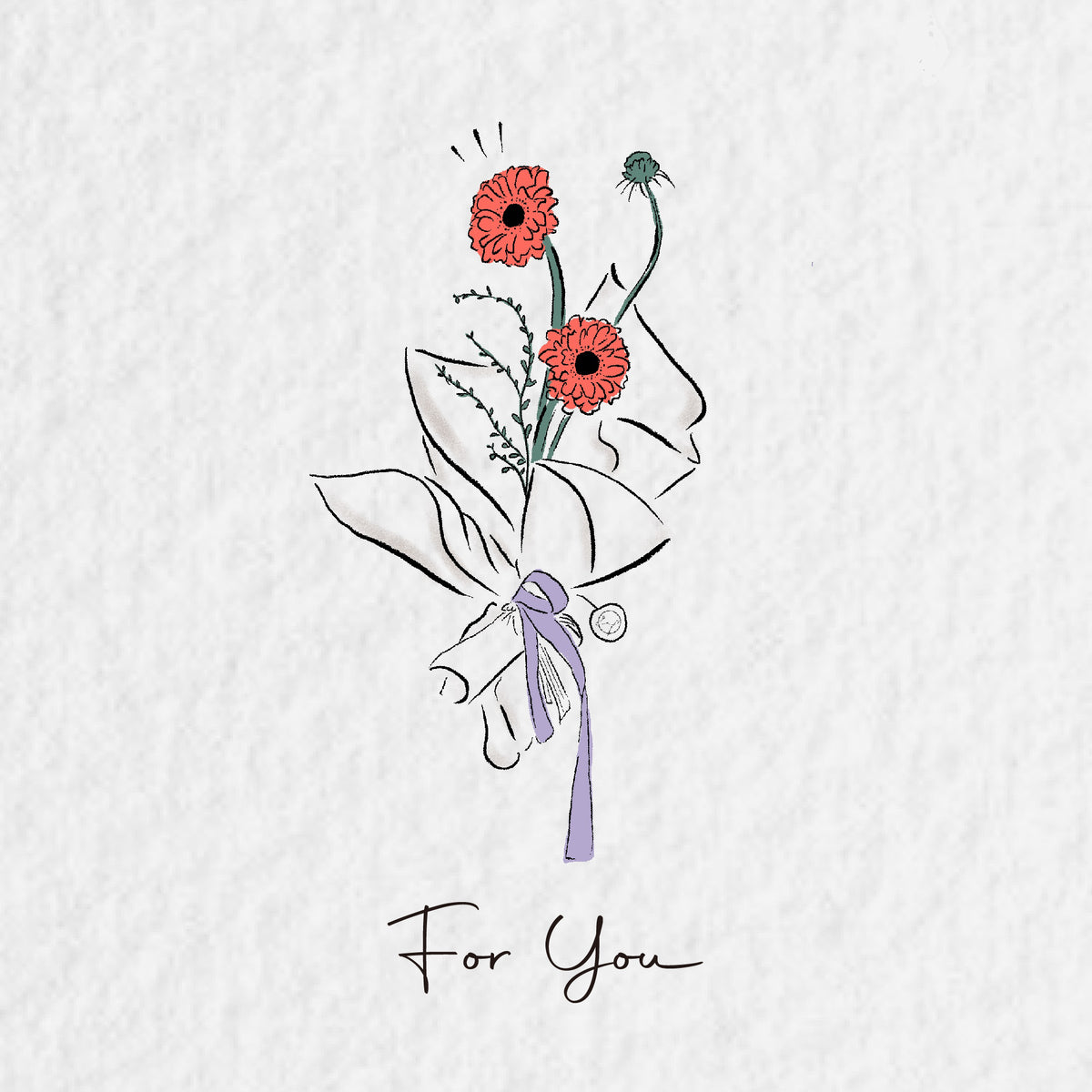 For You gift card illustration with hand drawn lettering