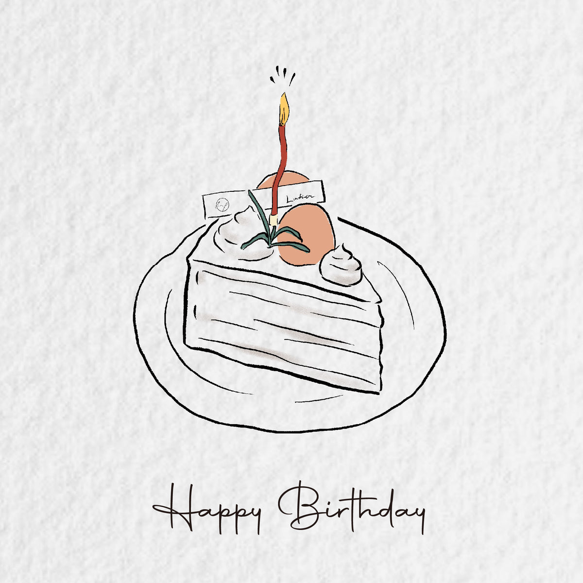 Happy Birthday gift card illustration with hand drawn lettering