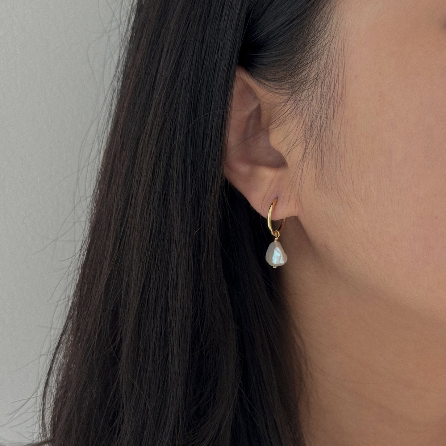 Large Pearl Hoop Earrings