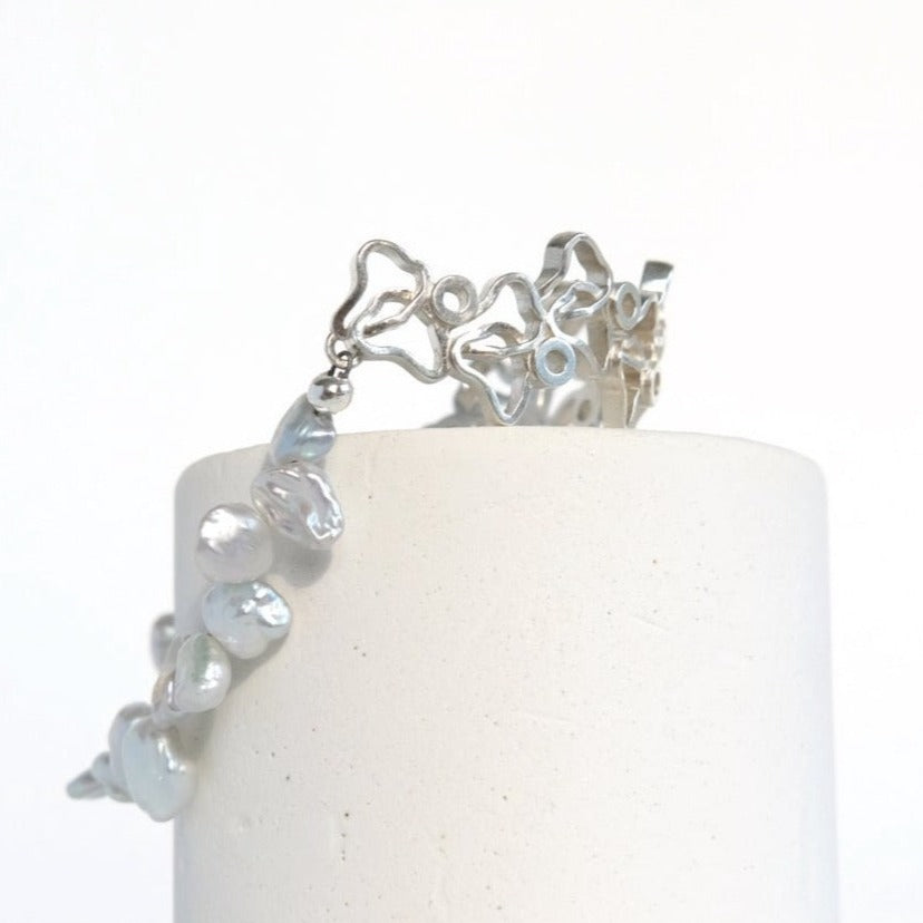 Lilac Full Bloom Bracelet, sterling silver lilac flower cluster detail