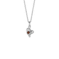 Molten Heart with Garnet Necklace, a textured sterling silver heart pendant set with a deep red garnet