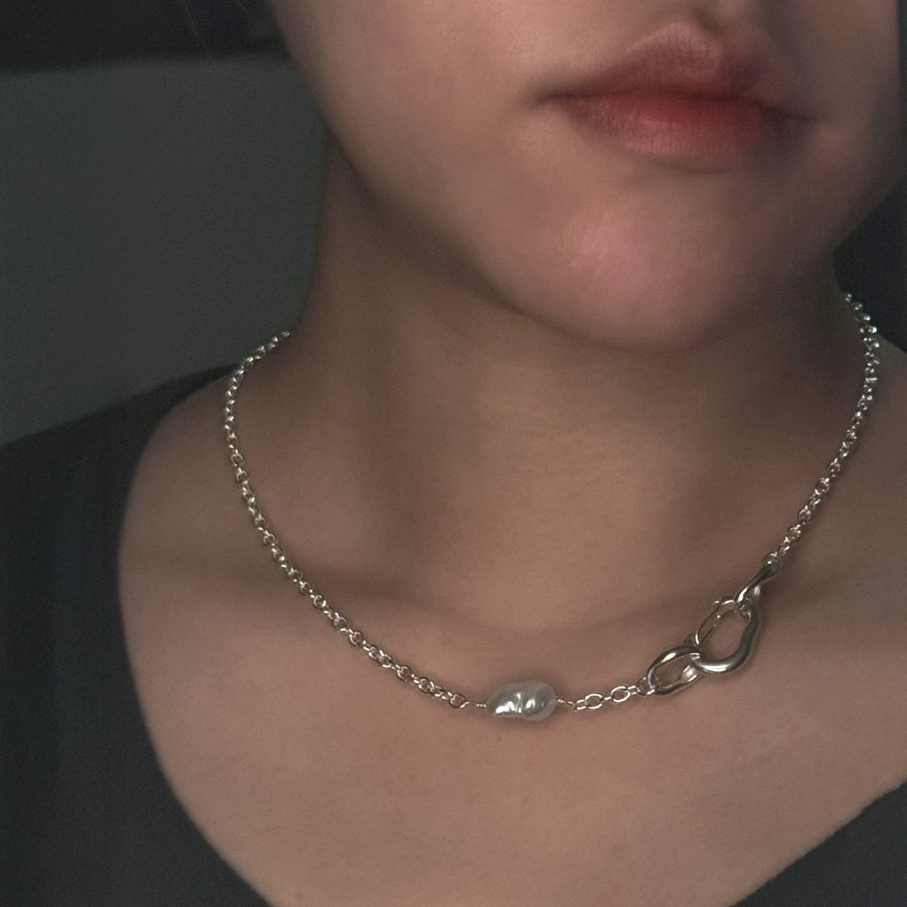 Pearl Carabiner Necklace