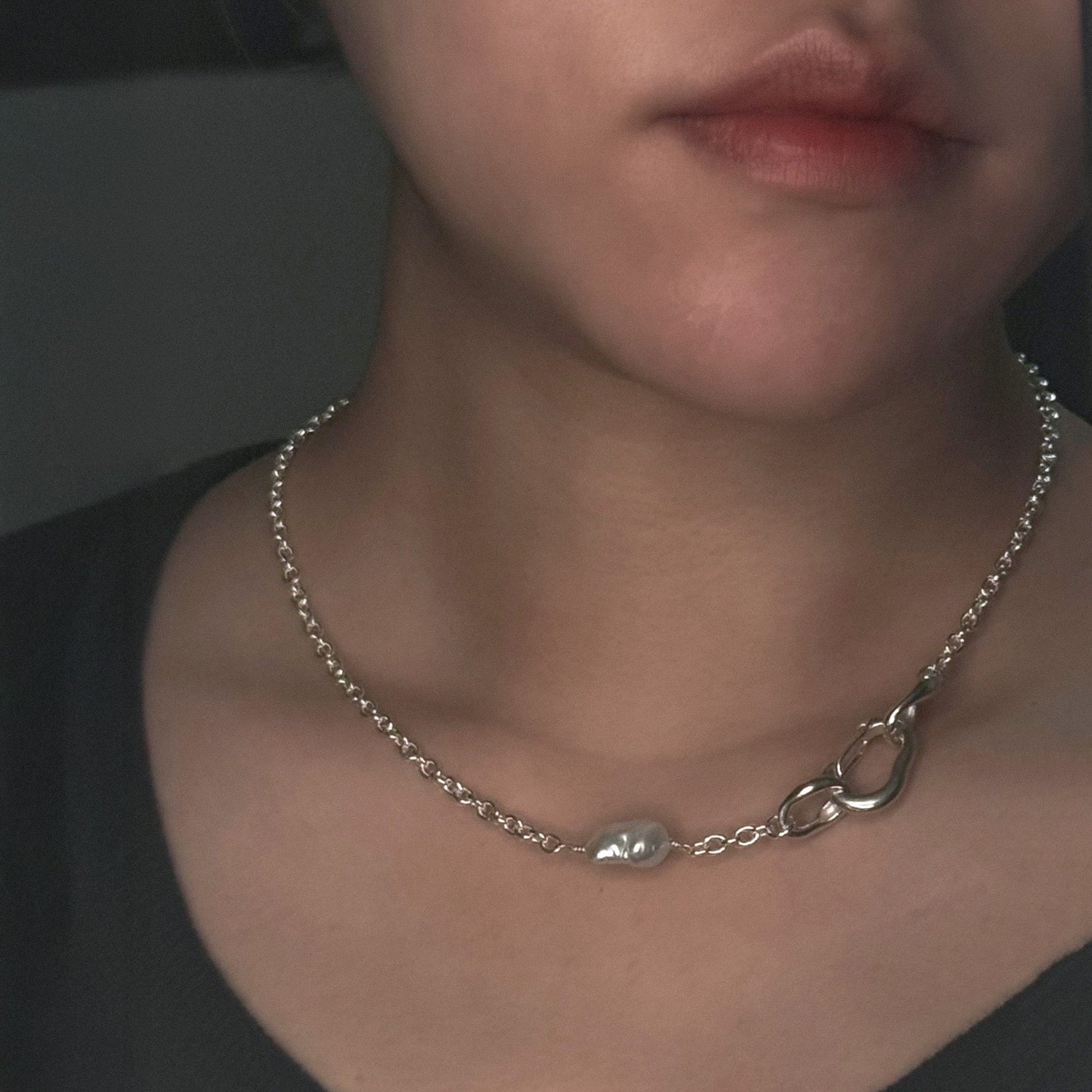 Pearl Carabiner Necklace
