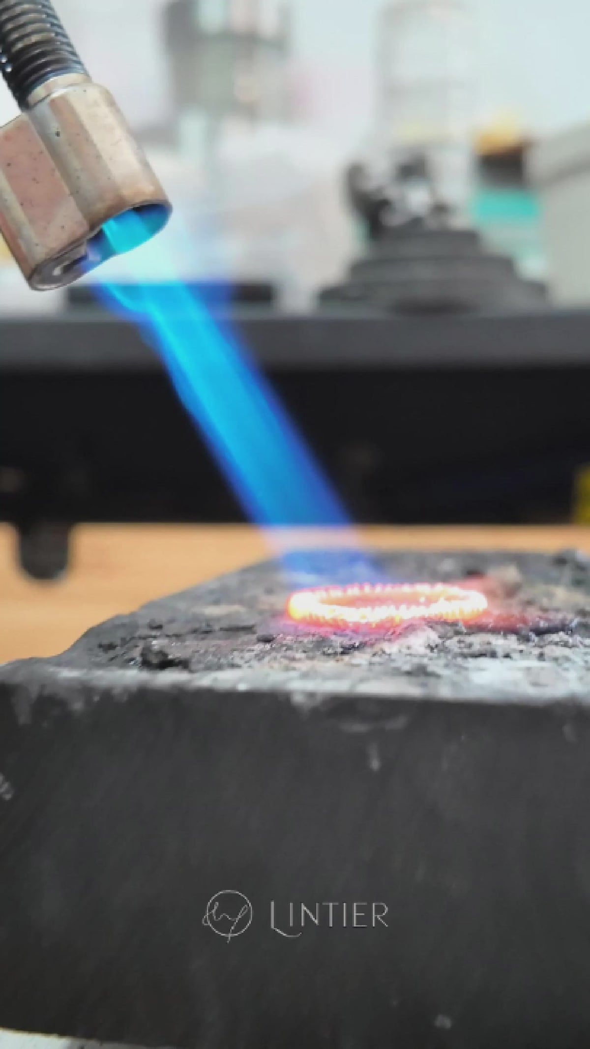 Video of the Molten Line Ring turning, showing the hand poured sterling silver texture