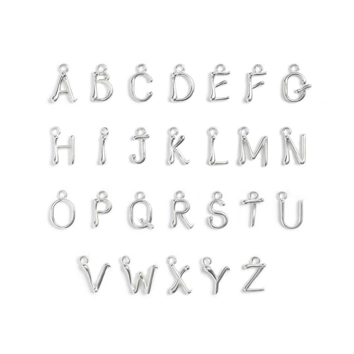 Yours Truly sterling silver letter charms, the full alphabet
